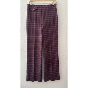 Vintage 70s High Waisted Purple Pull On Plaid Slacks by Montgomery Ward